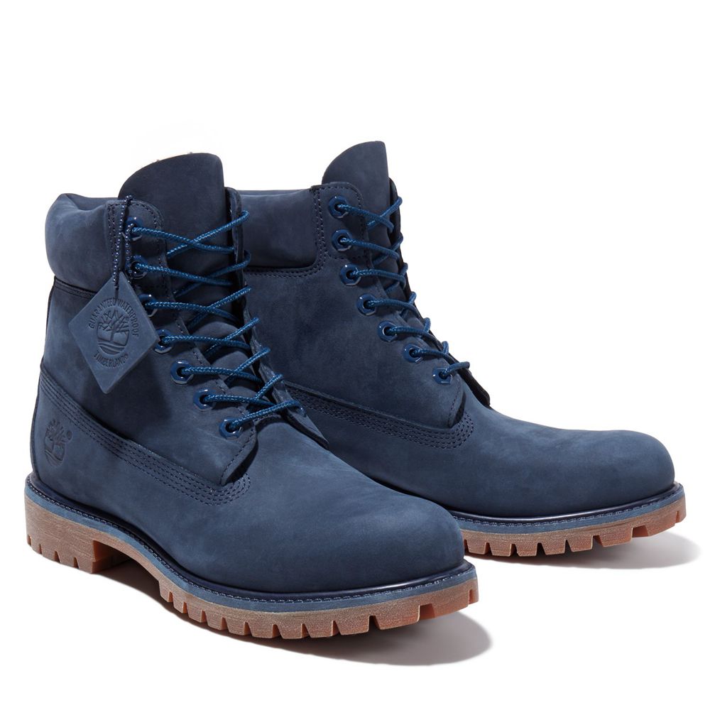 Timberland Μποτες Χιονιού Ανδρικα Σκουρο Μπλε - 6-Inch Premium Waterproof - Greece 4267918-BA